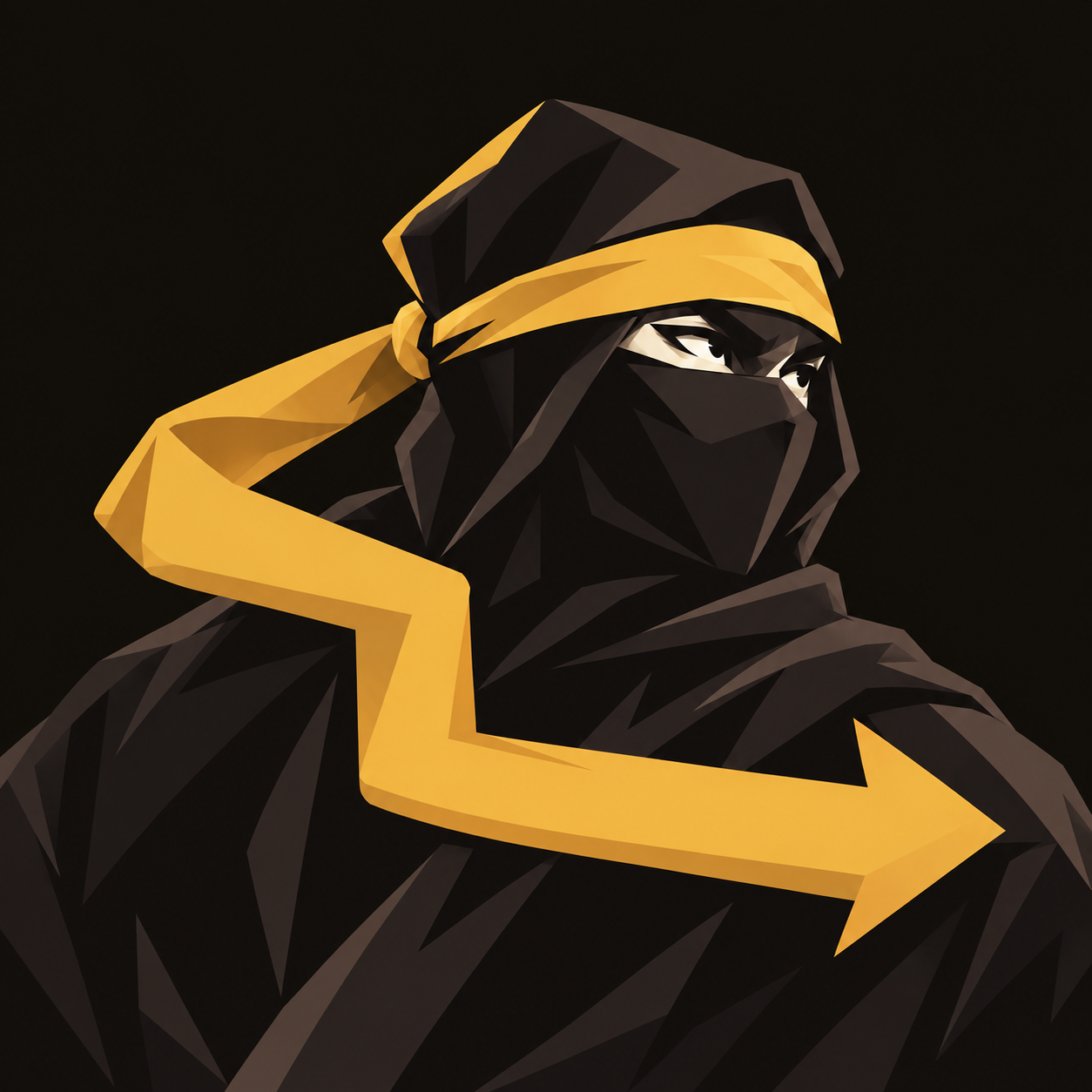 Ninja wearing a golden arrow scarf