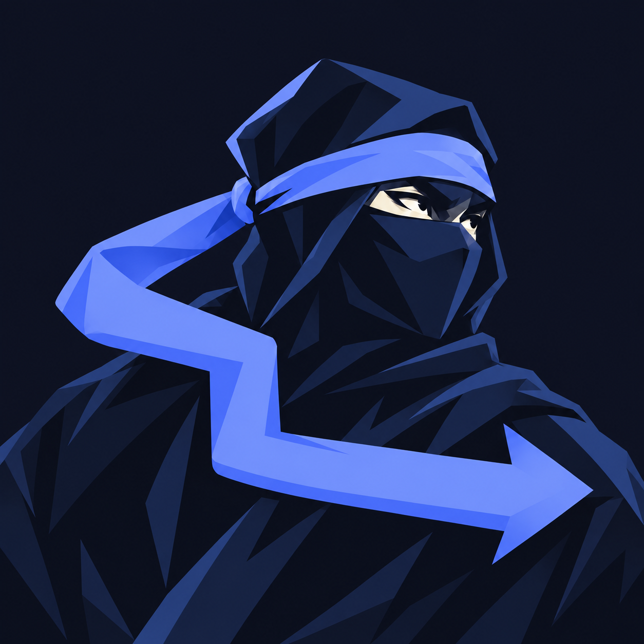 Ninja in cool blue night colors
