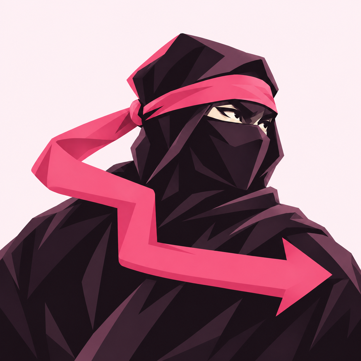 Ninja with a cherry blossom pink scarf
